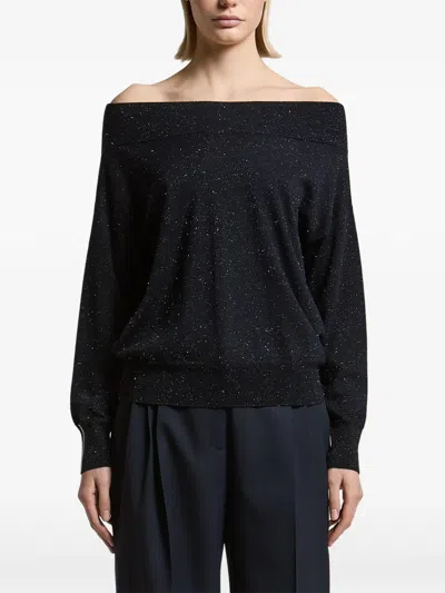 Peserico Off-shoulder Sweater In Black