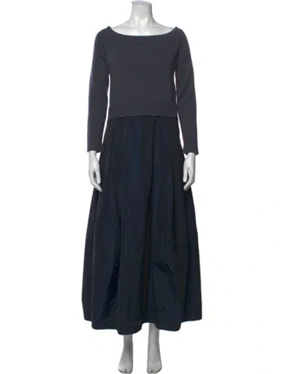 Pre-owned Peserico Off-the-shoulder Long Dress In Blue