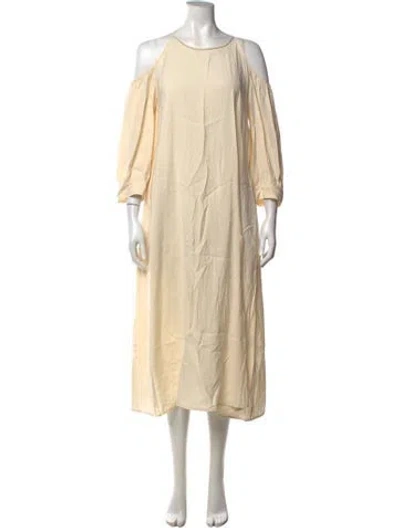 Pre-owned Peserico Off-the-shoulder Midi Length Dress In Neutrals