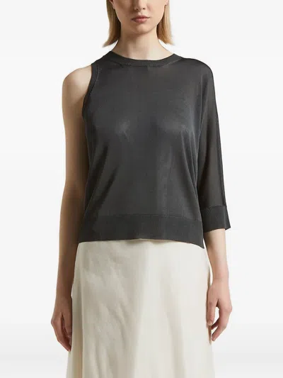 Peserico One-shoulder Crew-neck Sweater In Gray