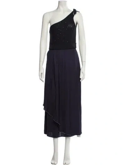 Pre-owned Peserico One-shoulder Long Dress In Blue