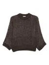 Peserico Open- Knit Metallic-effect Sweater In Brown