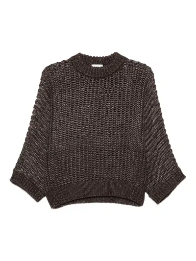 Peserico Open- Knit Metallic-effect Sweater In Brown