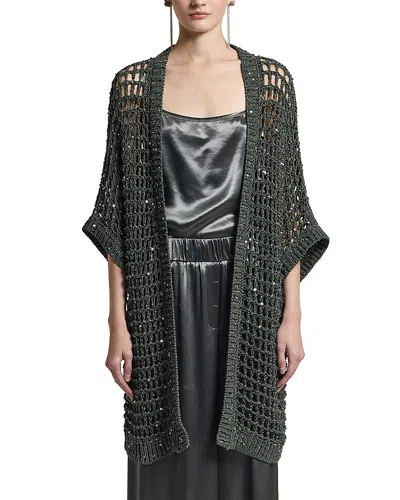 Peserico Open Front Sequinned Sweater In Silver