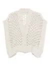 Peserico Sequin-embellished Open-knit Cardigan In Neutral