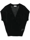 Peserico Open-knit Cardigan In Black