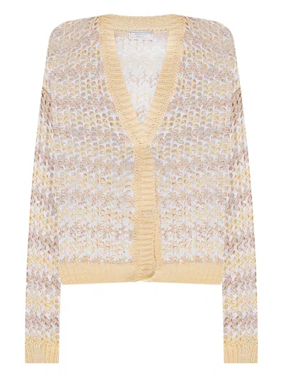Peserico Open-knit Cardigan In Neutral