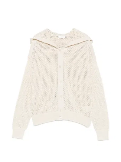 Peserico Open-knit Hooded Cardigan In Yellow