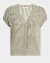 Peserico Open-knit Sequin Cardigan In Eucalyptus