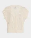 Peserico Open-knit Sequin Cardigan In Quartz Sand