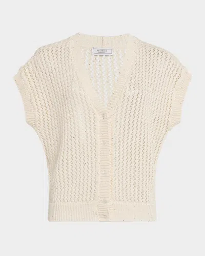 Peserico Open-knit Sequin Cardigan In Quartz Sand