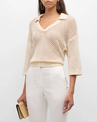 Peserico Open-knit Sequin-embellished Sweater In Neutral