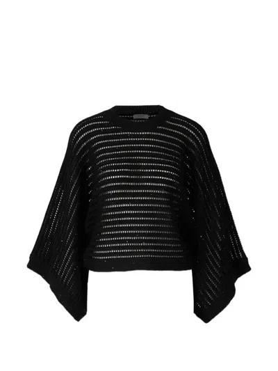 Peserico Open-knit Sweater In Black