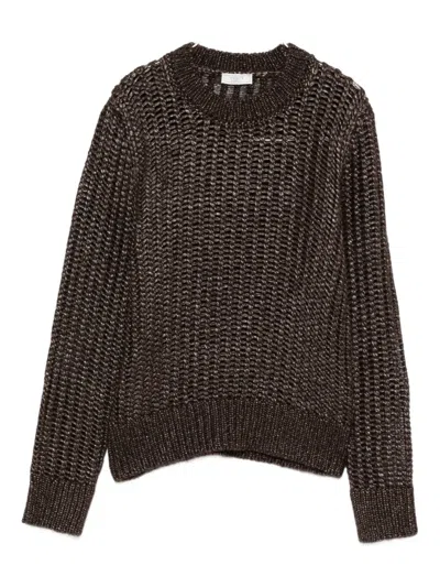 Peserico Crew Neck Sweater In Animal Print