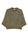 Peserico Open-knit Short-sleeve Sweater In Green