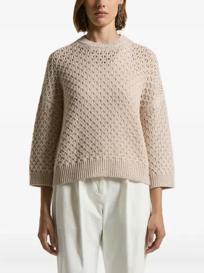 Peserico Open-knit Sweater In Neutral