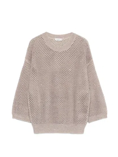 Peserico Open-knit Sweater In Neutral