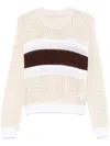 Peserico Stripe-detailed Sweater In Neutrals