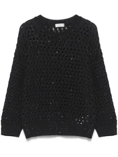 Peserico Open-knit T-shirt In Blue