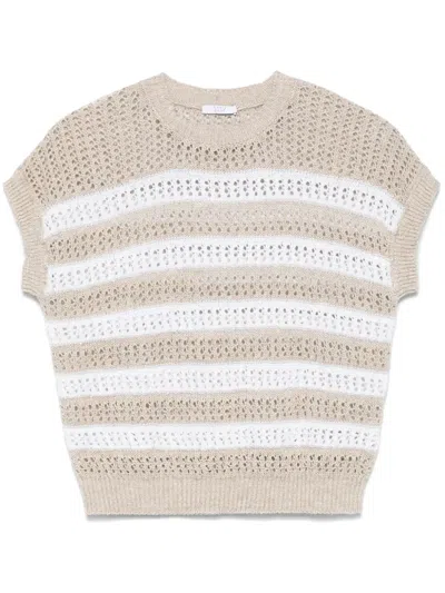 Peserico Open-knit Top In Neutrals