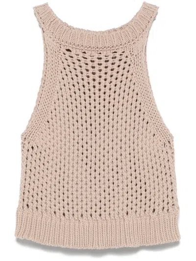 Peserico Open-knit Top In Neutrals