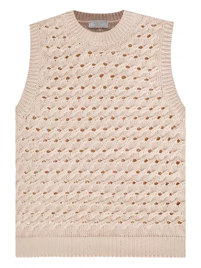 Peserico Open-knit Vest In Neutral