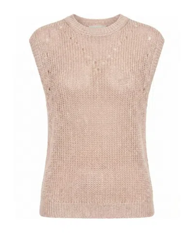 Peserico Open Knit Vest In Pink