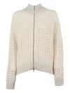 Peserico Textured Open-knit Sweater With Zip-up Front In Neutral