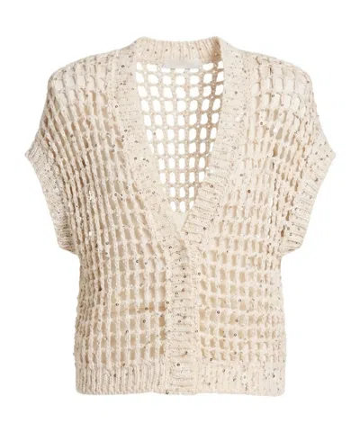 Peserico Open-knit Cardigan In Neutral