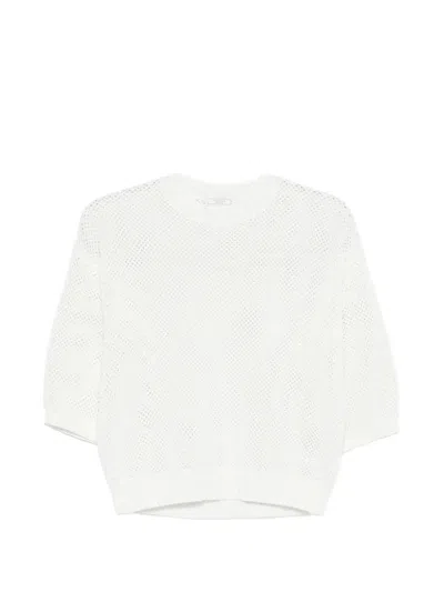 Peserico Open-knit Cotton Sweater In White