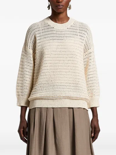 Peserico Open-knit Jumper In Neutral