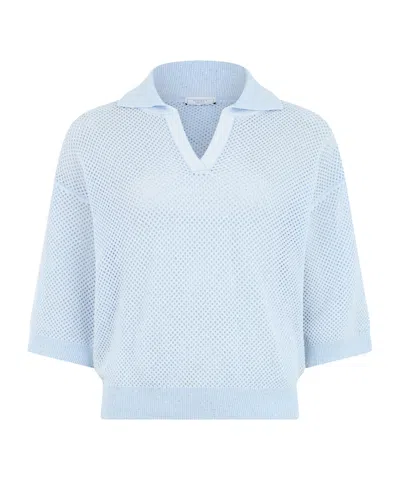 Peserico Open-knit Polo Sweater In Blue