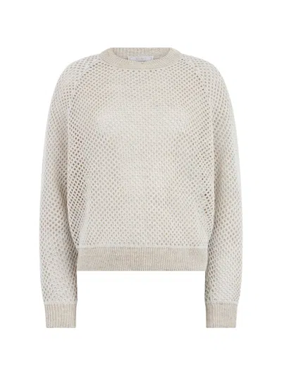 Peserico Open-knit Raglan-sleeve Sweater In Neutral