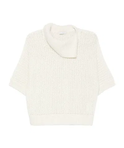 Peserico Open-knit Short-sleeve Sweater In White
