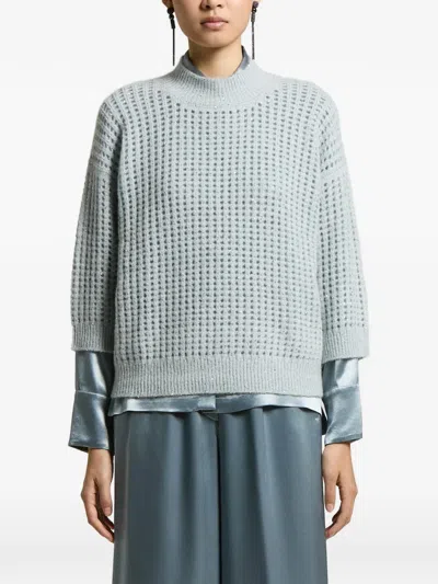 Peserico Open-knit Sweater In Blue