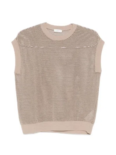 Peserico Open-knit Sweater In Brown