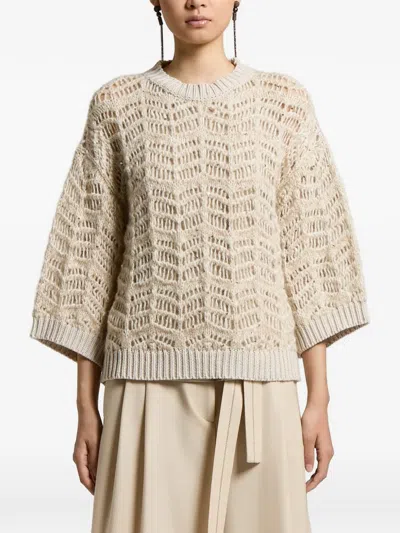 Peserico Open-knit Sweater In Neutral