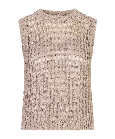 Peserico Open-knit Top In Brown