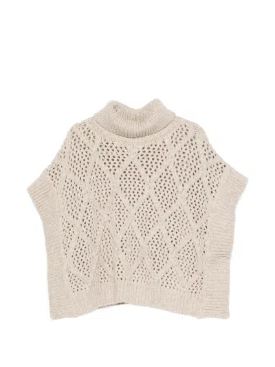 Peserico Open-knit Turtleneck Sweater In Multi