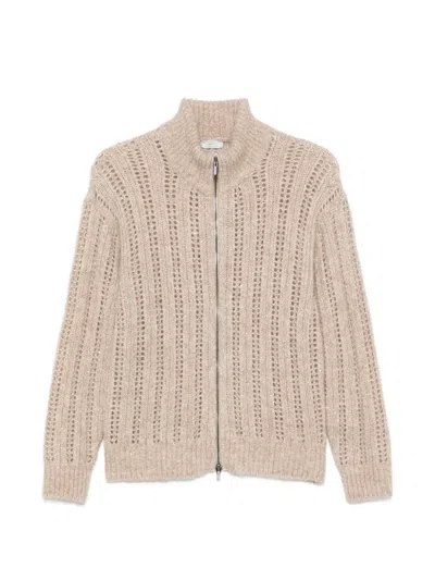 Peserico Open-knit Zip-up Cardigan In Purple