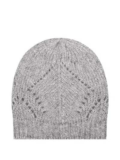 Peserico Openwork Beanie Hat In Gray