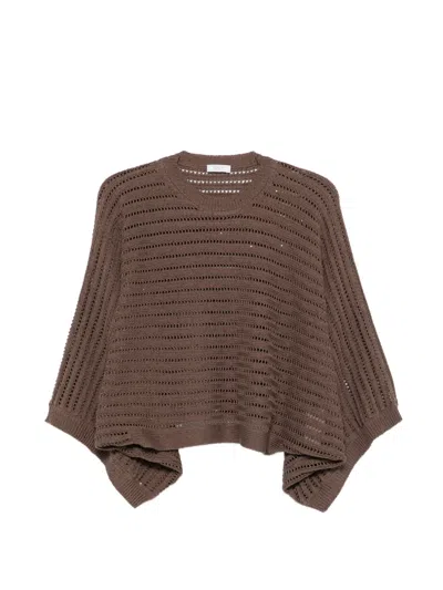 Peserico Openwork Sweater In Brown