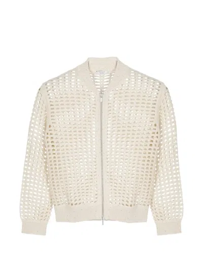Peserico Openwork Zip-fastening Cardigan In Metallic