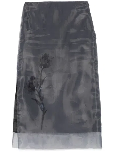 Peserico Organza Midi Skirt In Blue