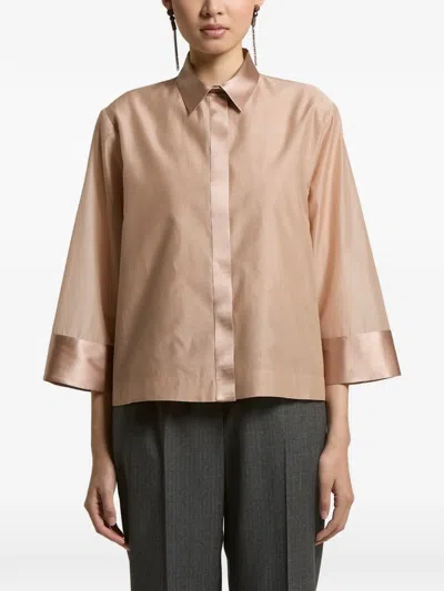 Peserico Organza Satin-trim Shirt In Neutral