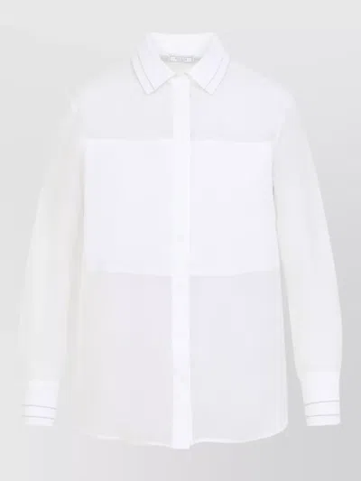 Peserico Organza Shirt Collared Neck Long Sleeves Sheer In White