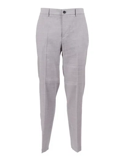 Peserico Tailored Grey Flat Front Straight-leg Pants In Gray