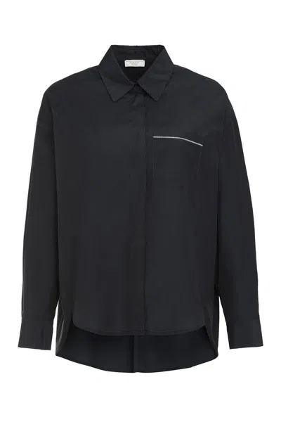 Peserico Beaded-pocket Shirt In Black