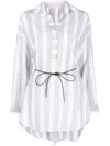Peserico Oversized Stripe-print Shirt In Grey