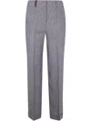Peserico Pinstripe Linen Canvas Trousers In Gray